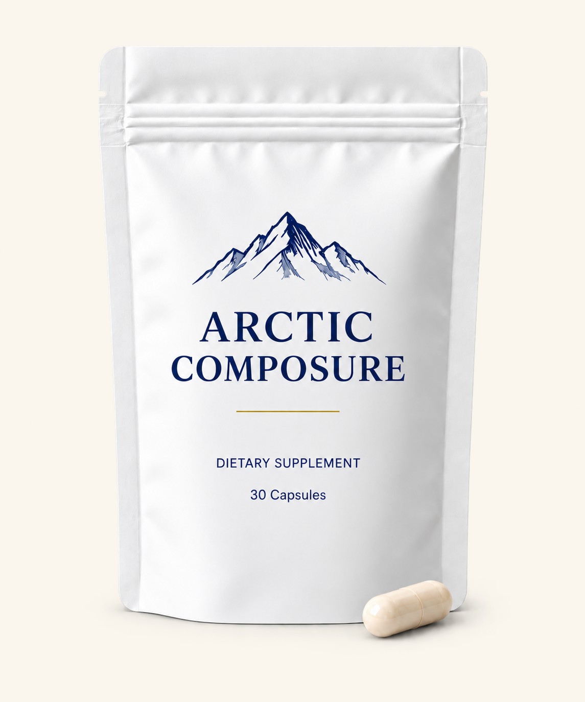 Arctic Composure supplement pouch with one capsule